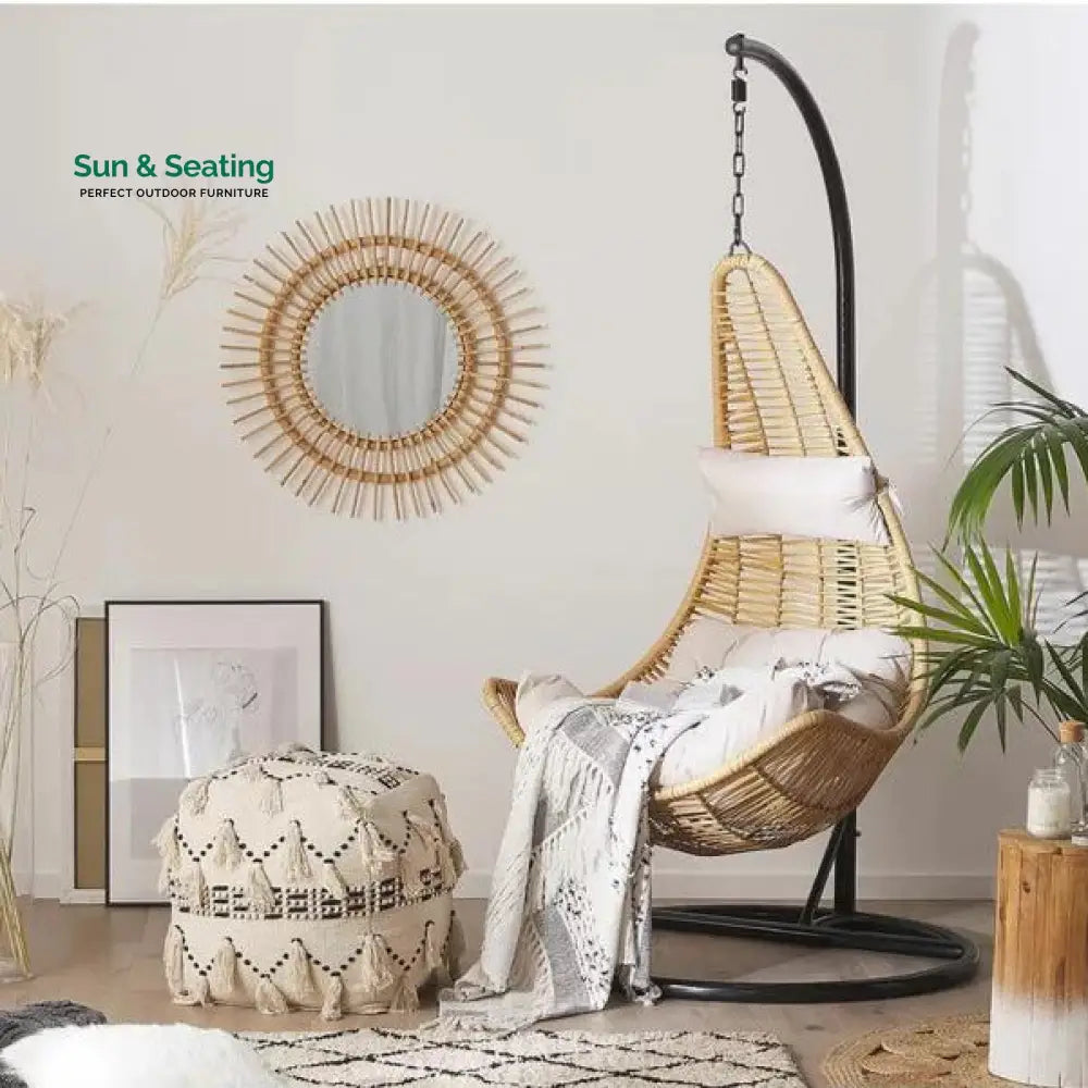 Leonzio Single Seater Hanging Swing With Stand For Balcony Garden Swing (Gold) Swings