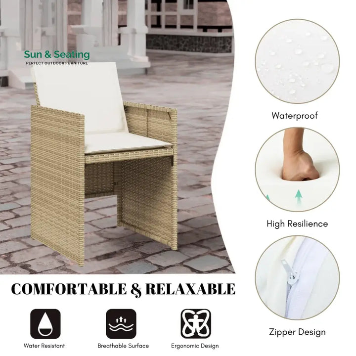 Leticia All Weather Wicker Patio Dinning Table Set