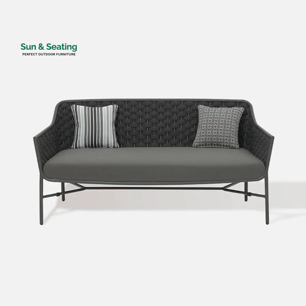 Lettiere Outdoor Garden Balcony Sofa Set 2 Seater 2 Single Seater and 3 Tables Set (Grey) Sofa Sets