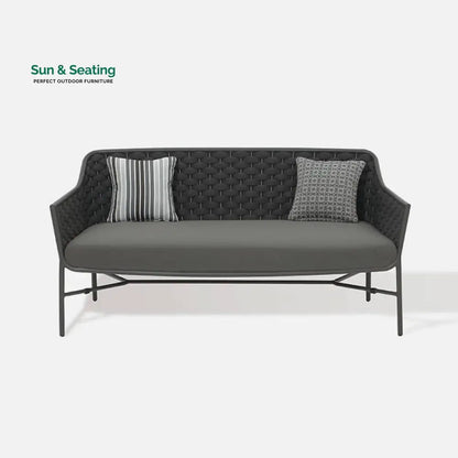 Lettiere Outdoor Garden Balcony Sofa Set 2 Seater 2 Single Seater and 3 Tables Set (Grey) Sofa Sets