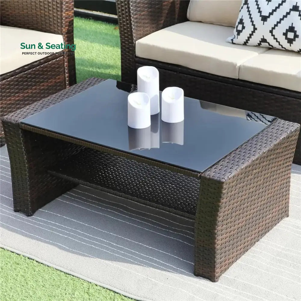 Leveque Outdoor Sofa Set 2 Seater 2 Single seater and 1 Center Table (Brown) Sofa Sets