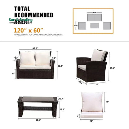 Leveque Outdoor Sofa Set 2 Seater 2 Single seater and 1 Center Table (Brown) Sofa Sets