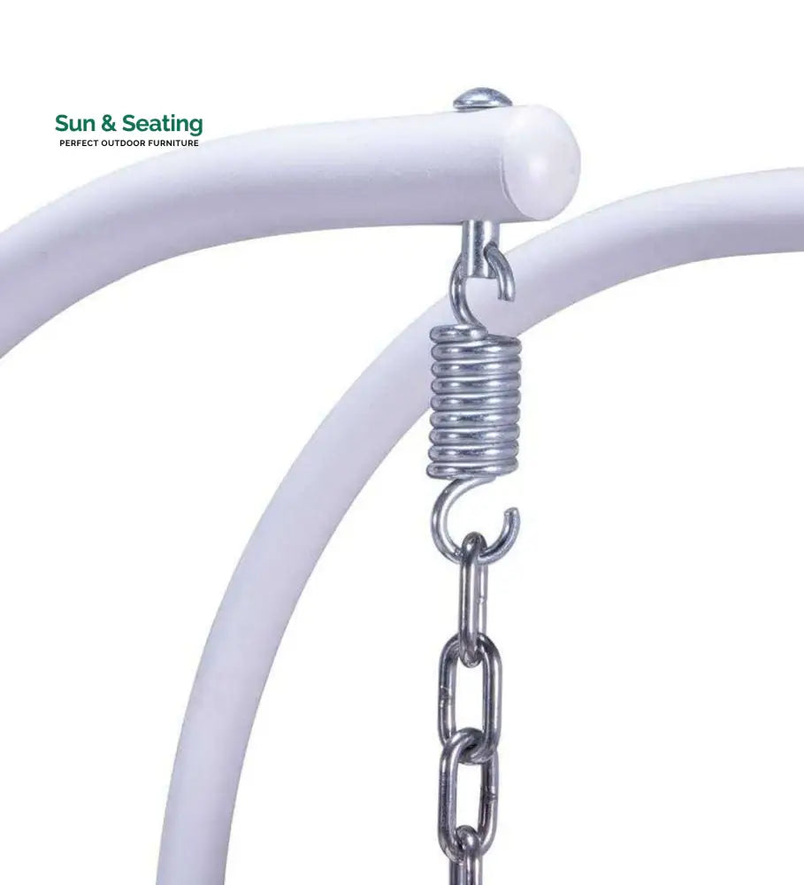 Lia Double Seater Hanging Swing With Stand For Balcony Garden Swing (White) Swings
