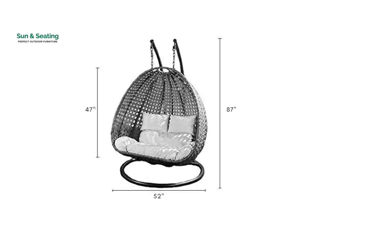 Lia Double Seater Hanging Swing With Stand For Balcony Garden Swing (White) Swings