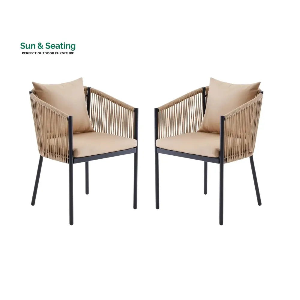 Lian 2-Piece Outdoor Rope Patio Dining Chairs Dinning Chairs