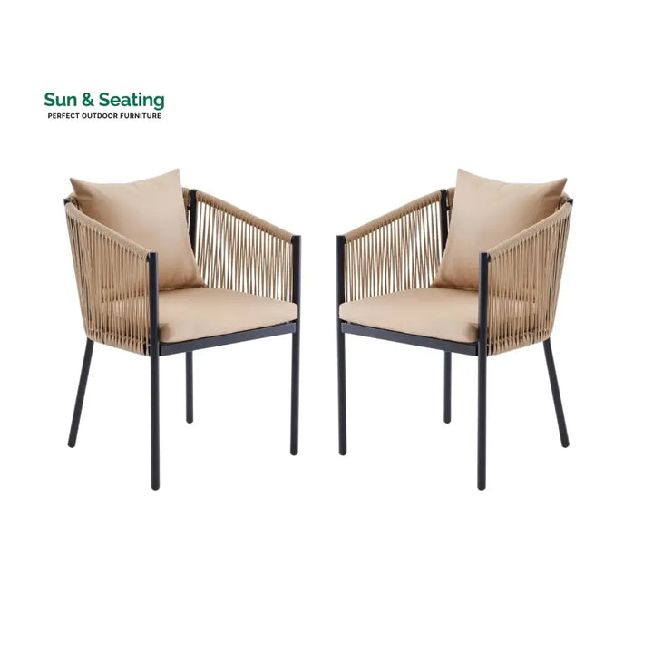 Lian 2-Piece Outdoor Rope Patio Dining Chairs Dinning Chairs