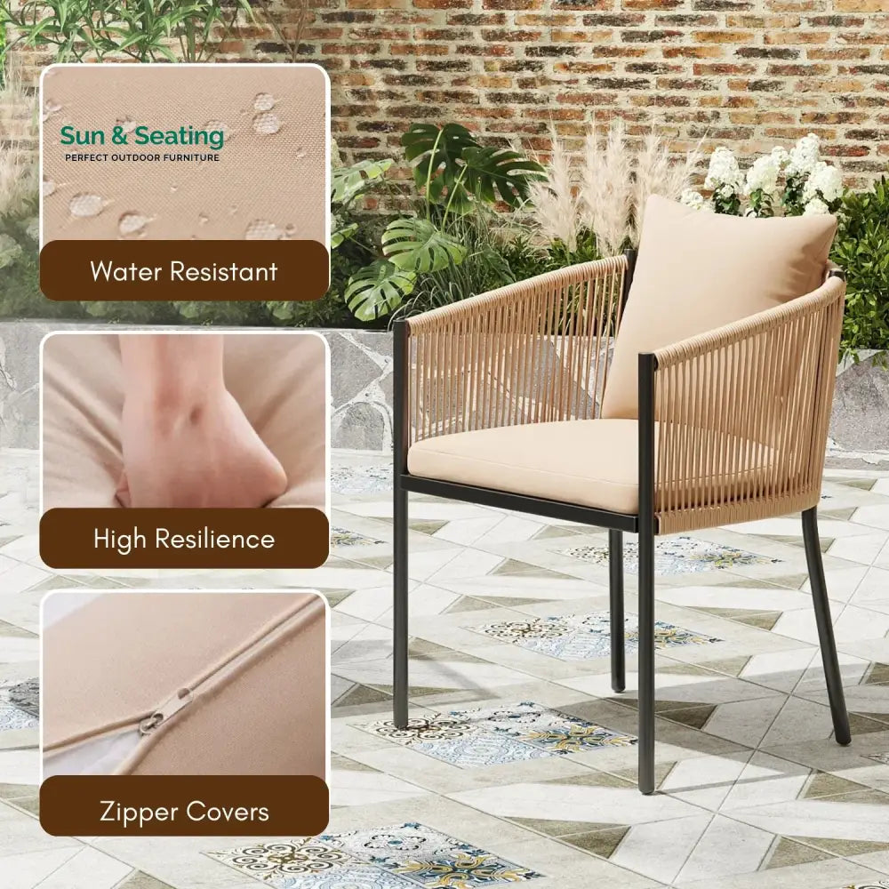 Lian 2-Piece Outdoor Rope Patio Dining Chairs Dinning Chairs