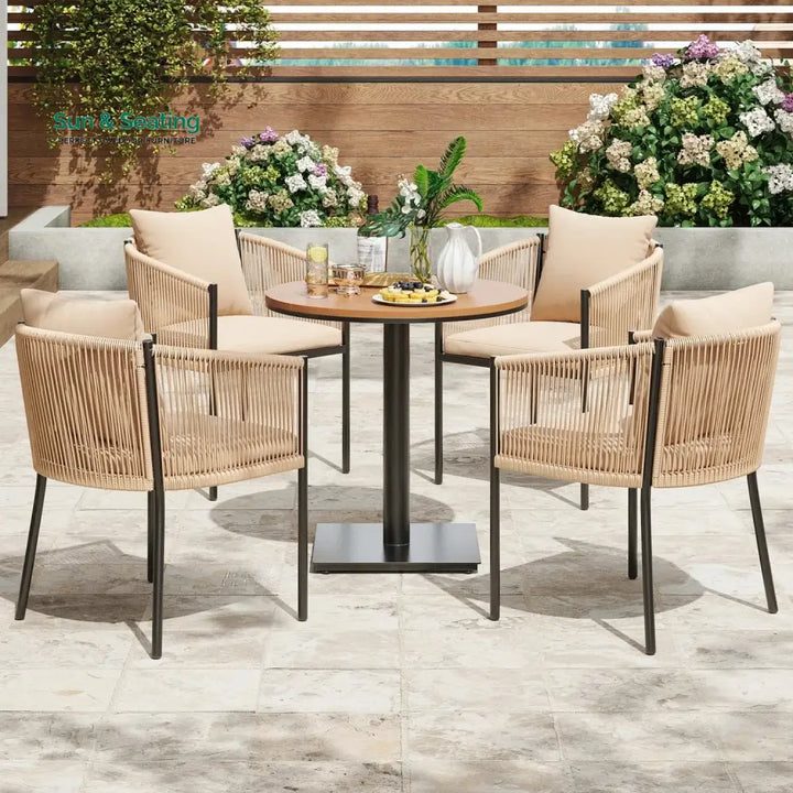 Lian 2-Piece Outdoor Rope Patio Dining Chairs Dinning Chairs