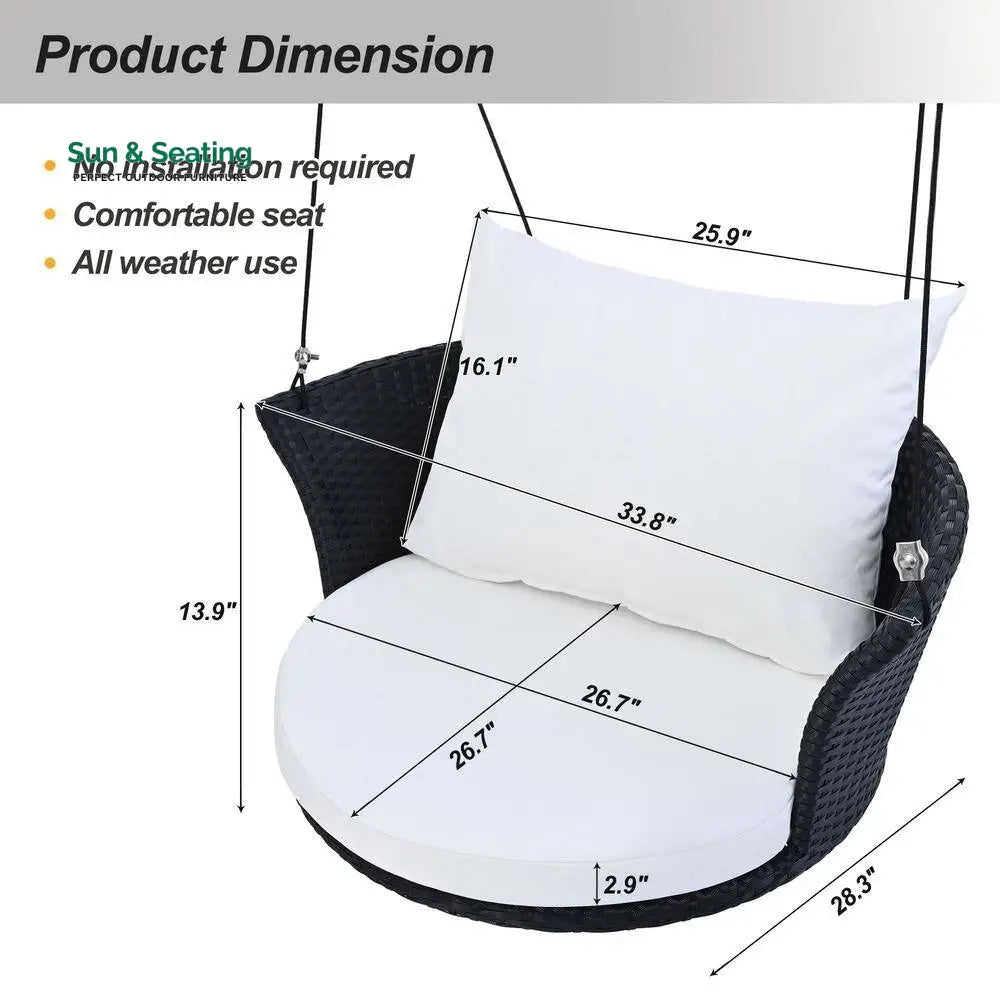 Lice Single Seater Hanging Swing Without Stand For Balcony Garden Swing (Black + White) Swings