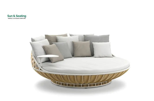 Liesa Outdoor Poolside Sunbed With Cushion Daybed Honey Sunbed