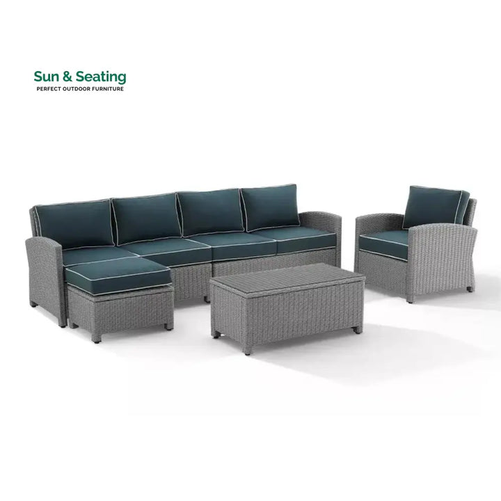 Liesel Outdoor Rattan Wicker 6-Seater Sofa Set Sofa Set