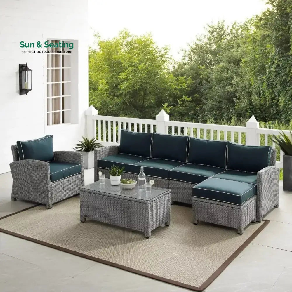Liesel Outdoor Rattan Wicker 6-Seater Sofa Set Sofa Set