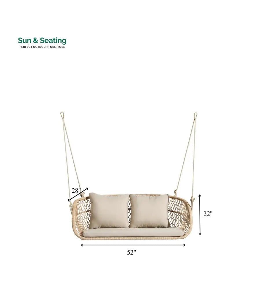 Lieu Double Seater Hanging Swing Without Stand For Balcony Garden Swing (Honey) Swings