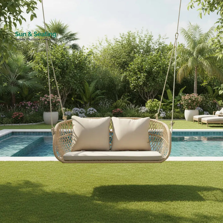 Lieu Double Seater Hanging Swing Without Stand For Balcony Garden Swing (Honey) Swings