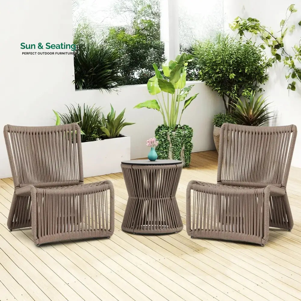Liliana 3-Piece Outdoor Beige Rope Patio Set Patio Set