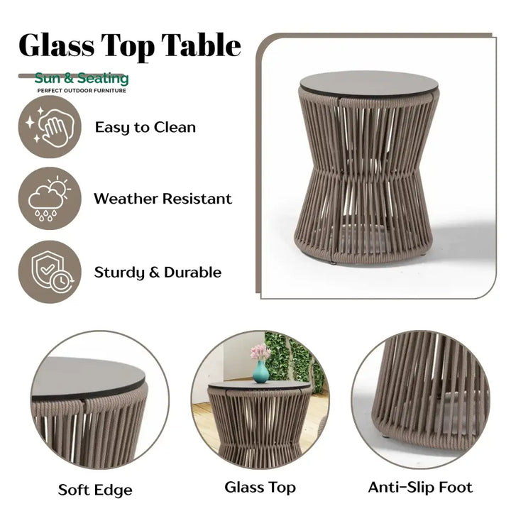 Liliana 3-Piece Outdoor Beige Rope Patio Set Patio Set