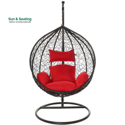Lilo Single Seater Hanging Swing With Stand For Balcony Garden (Black) Swings