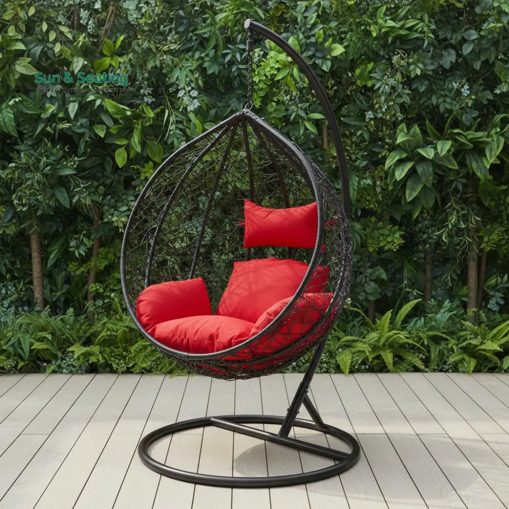 Lilo Single Seater Hanging Swing With Stand For Balcony Garden (Black) Swings