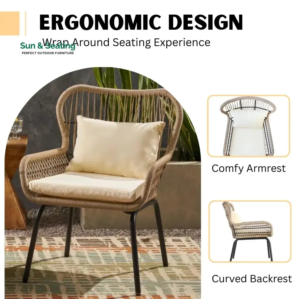 Lilou Outdoor Patio Garden 3 Piece All Weather Resistant Furniture Set Patio Set