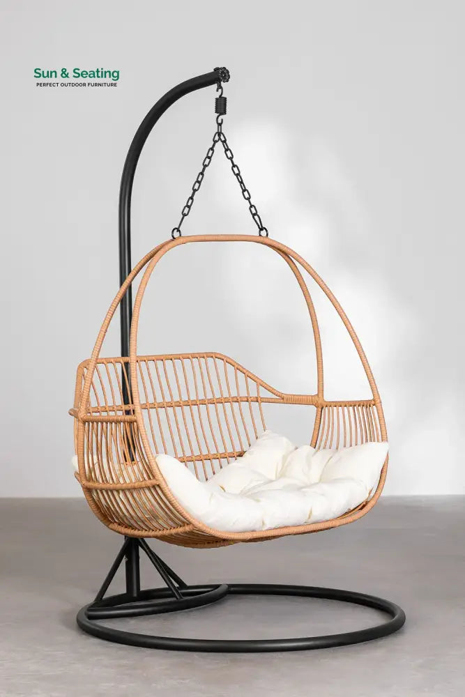Lino Single Seater Hanging Swing With Stand For Balcony Garden Swing Black + Honey Swings