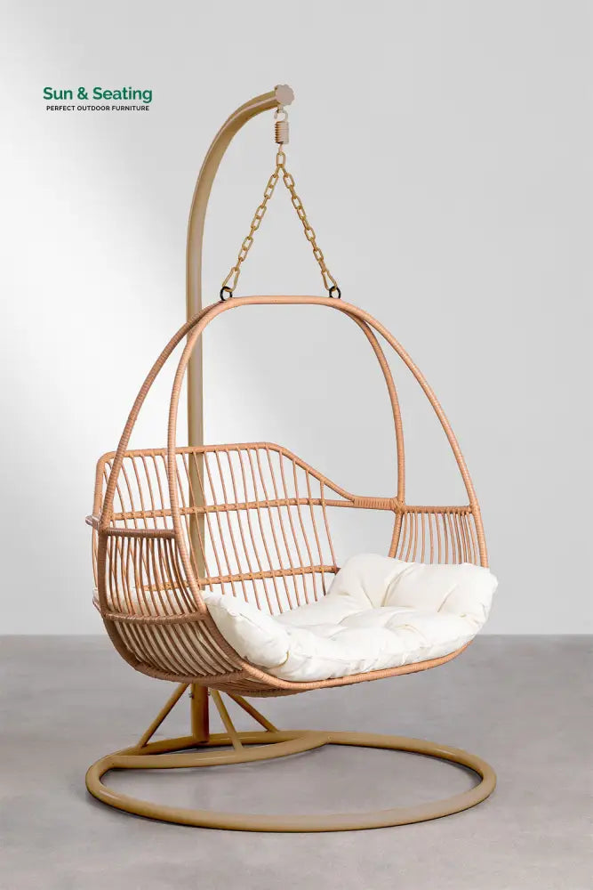 Lino Single Seater Hanging Swing With Stand For Balcony Garden Swing Honey + Honey Swings