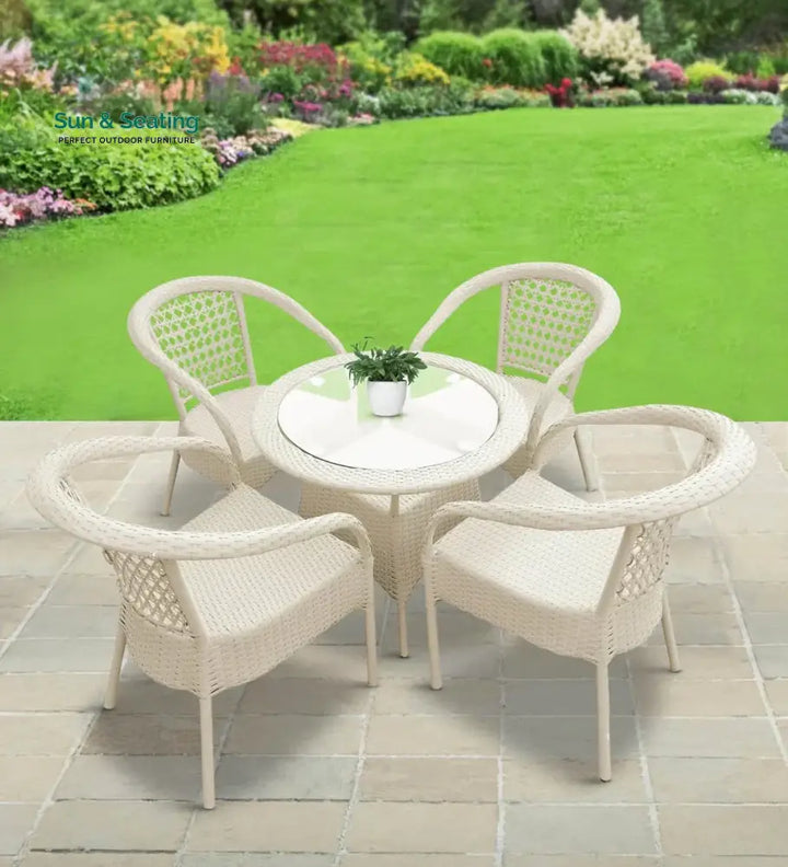 Lion Outdoor Patio Seating Set 4 Chairs and 1 Table Set White Coffee Table Sets