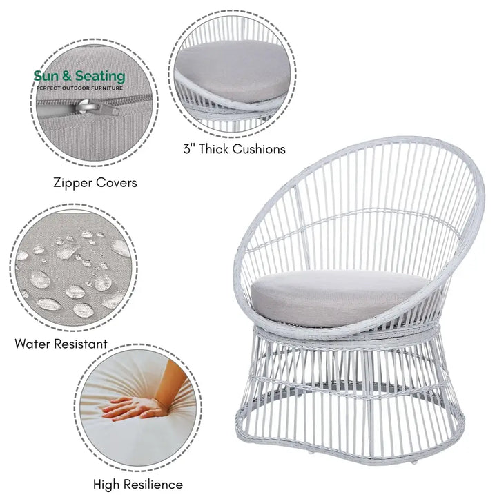 Liora Outdoor Rope Patio Set with Glass Top Table Patio Set