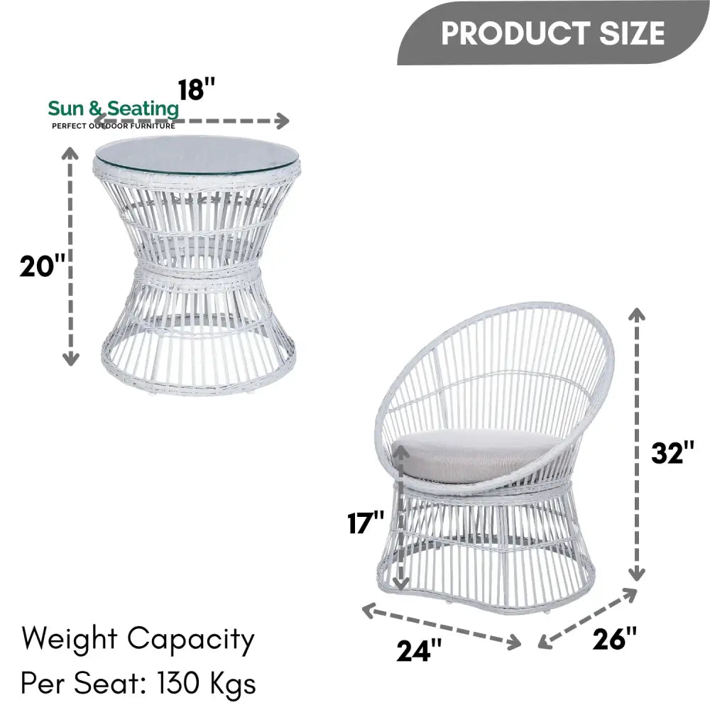 Liora Outdoor Rope Patio Set with Glass Top Table Patio Set