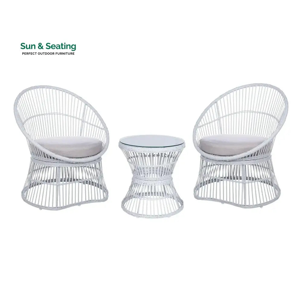Liora Outdoor Rope Patio Set with Glass Top Table Patio Set