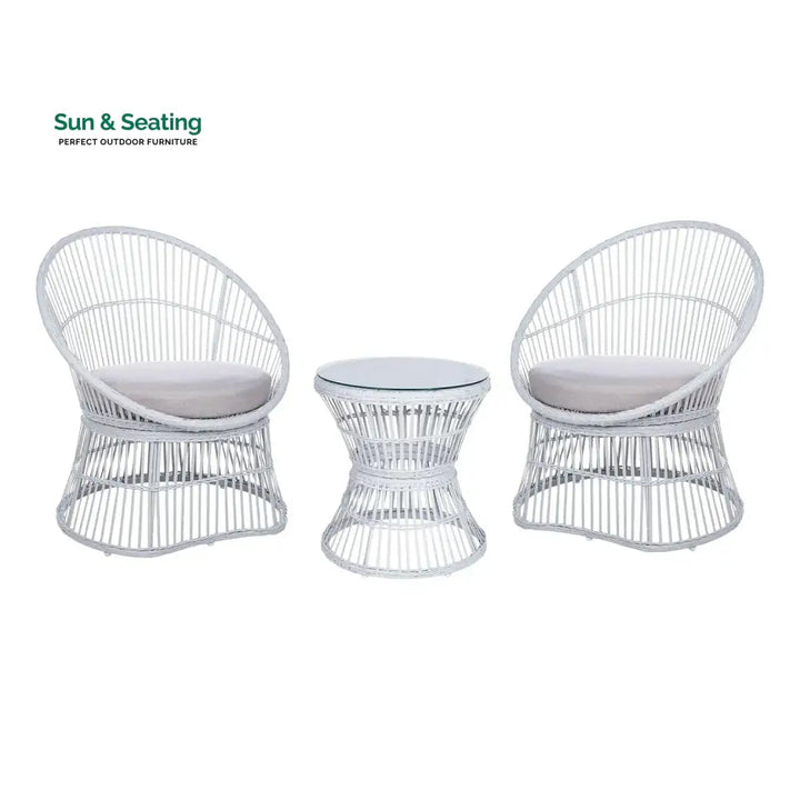 Liora Outdoor Rope Patio Set with Glass Top Table Patio Set