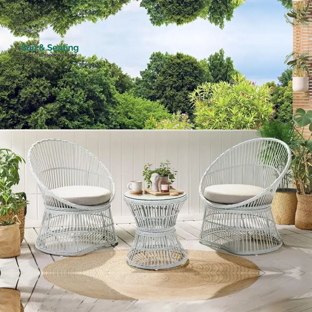 Liora Outdoor Rope Patio Set with Glass Top Table Patio Set