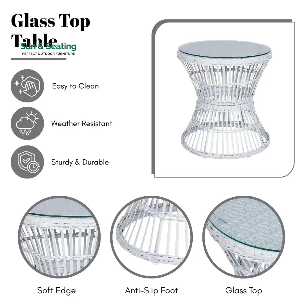 Liora Outdoor Rope Patio Set with Glass Top Table Patio Set