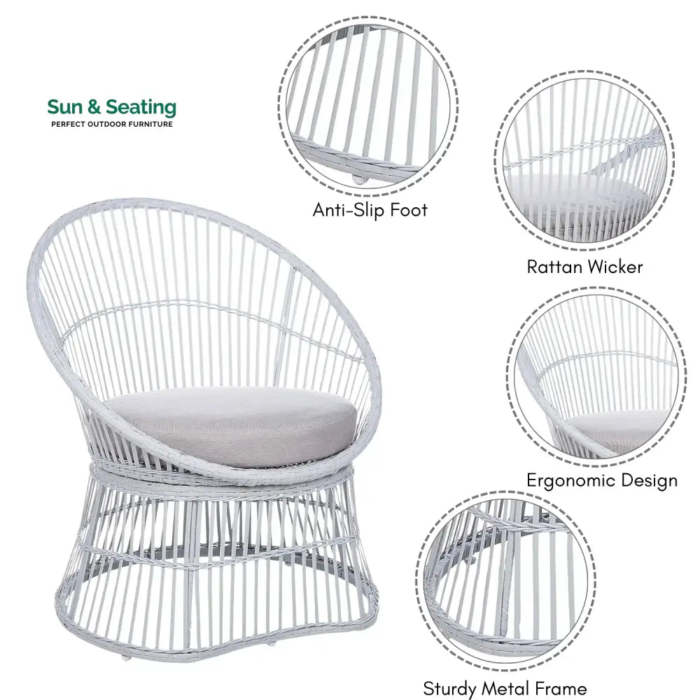 Liora Outdoor Rope Patio Set with Glass Top Table Patio Set