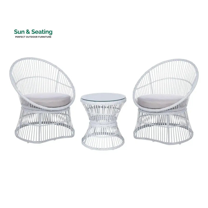 Liora Outdoor Rope Patio Set with Glass Top Table Patio Set