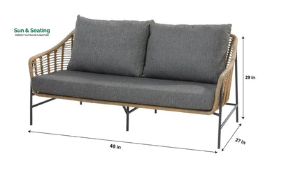 Livia Outdoor Garden Balcony Sofa Set 2 Seater 2 Single seater and 1 Center Table Set (Tan) Sofa Sets