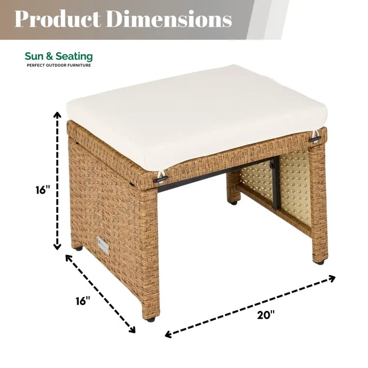 Liyana Set of 2 Wicker Ottomans Multipurpose Outdoor Furniture Footrest