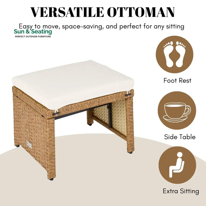 Liyana Set of 2 Wicker Ottomans Multipurpose Outdoor Furniture Footrest
