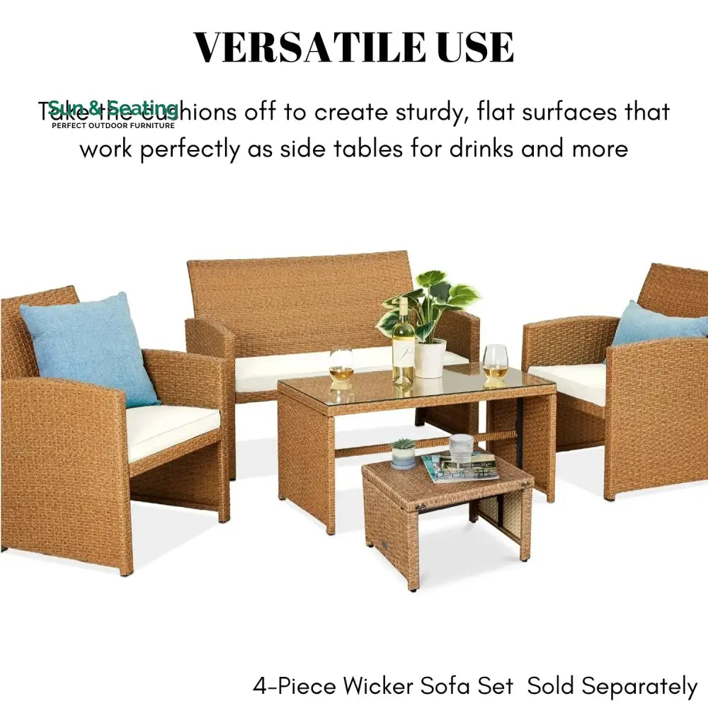 Liyana Set of 2 Wicker Ottomans Multipurpose Outdoor Furniture Footrest
