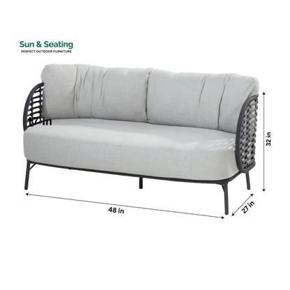 Locator Outdoor Sofa Set 2 Seater 2 Single seater with ottoman and 1 Center Table Set (Dark Grey) Braided & Rope Sofa