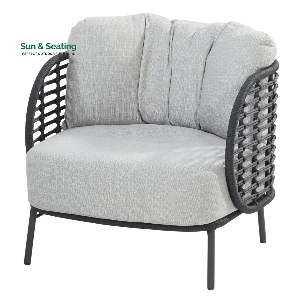 Locator Outdoor Sofa Set 2 Seater 2 Single seater with ottoman and 1 Center Table Set (Dark Grey) Braided &amp; Rope Sofa