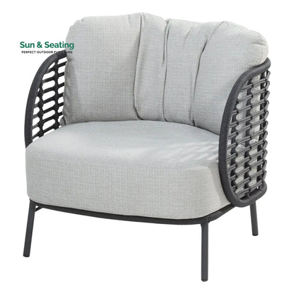Locator Outdoor Sofa Set 2 Seater 2 Single seater with ottoman and 1 Center Table Set (Dark Grey) Braided & Rope Sofa