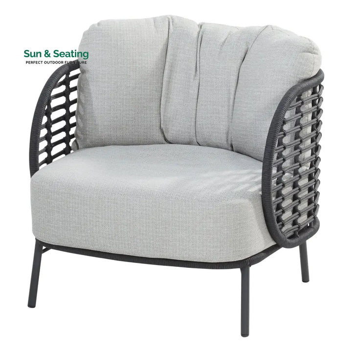 Locator Outdoor Sofa Set 2 Seater 2 Single seater with ottoman and 1 Center Table Set (Dark Grey) Braided &amp; Rope Sofa