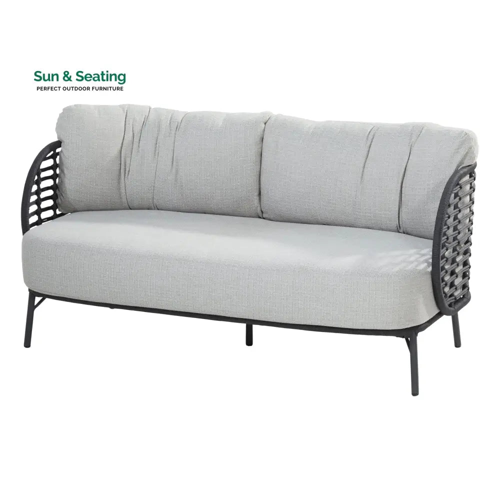 Locator Outdoor Sofa Set 2 Seater 2 Single seater with ottoman and 1 Center Table Set (Dark Grey) Braided &amp; Rope Sofa