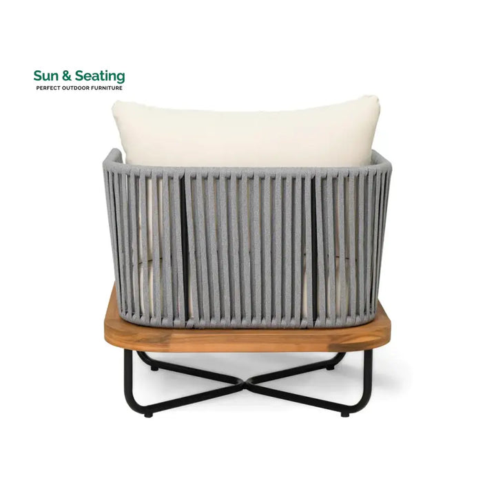 Logema Outdoor Garden Balcony Sofa Set 2 Seater,4 Single Seater With 1 Table Set Braid &amp; Rope (Grey + Beige) Sofa Sets