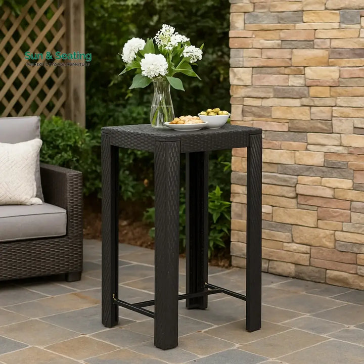 Lola Outdoor Rattan Wicker High Top Bar Table Bar Table
