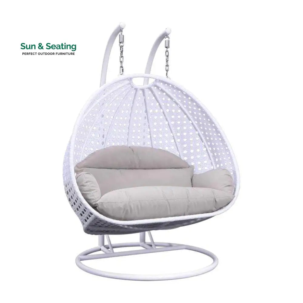 Lombardi Double Seater Hanging Swing With Stand For Balcony Garden Swing (White) Swings
