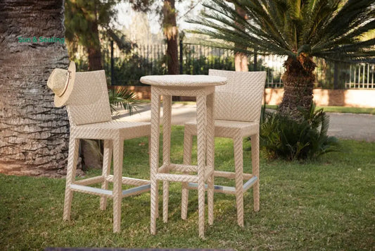 Lombardi Outdoor Patio Bar Sets 2 Chairs and 1 Table (Cream) Bar Sets