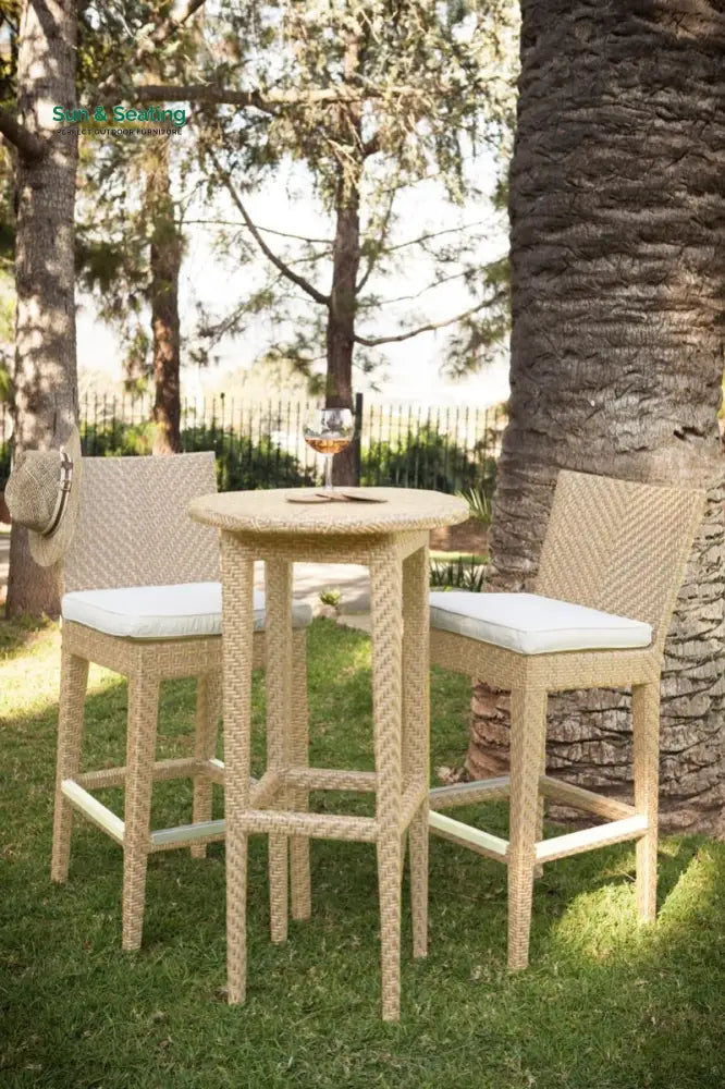 Lombardi Outdoor Patio Bar Sets 2 Chairs and 1 Table (Cream) Bar Sets