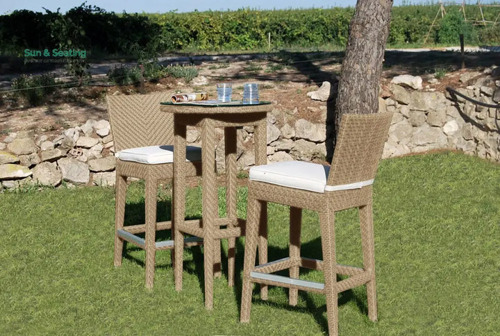 Lombardi Outdoor Patio Bar Sets 2 Chairs and 1 Table (Cream) Bar Sets