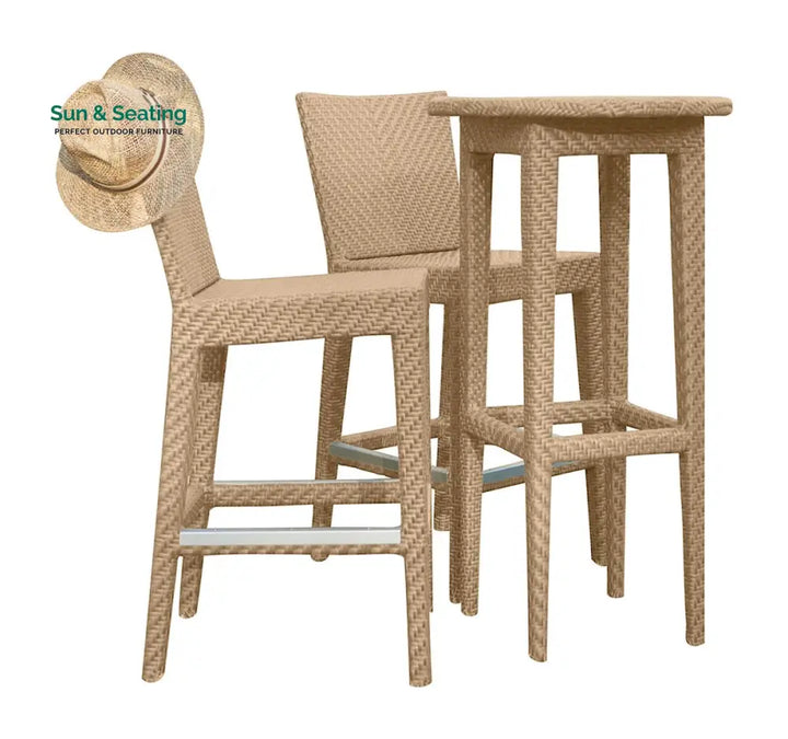 Lombardi Outdoor Patio Bar Sets 2 Chairs and 1 Table (Cream) Bar Sets